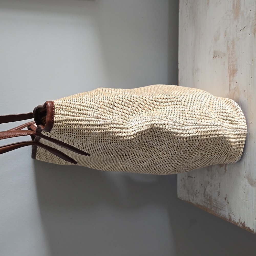 Madewell The Leather-Trimmed Straw Tote In Rustic Twig Multi - Picture 8 of 15